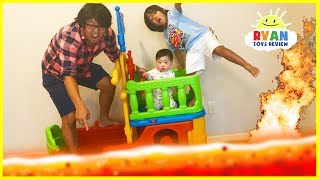 THE FLOOR IS LAVA CHALLENGE Ryan ToysReview Family Fun Kids Pretend Playtime [upl. by Enileda]