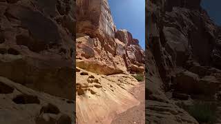 Cool wind erosion features in the rock face hiking canyon rockclimbing canyoneering desert [upl. by Singleton]