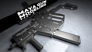 Maya hard surface GUN MODELING tutorial part 3  professional detail [upl. by Shannen]