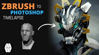 ZBrush to Photoshop Timelapse  Android Bust Concept [upl. by Windsor502]