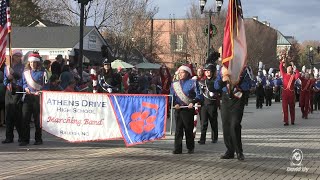 Athens Drive High School Marching Band in the 2023 Cary Christmas Parade [upl. by Anavoig]