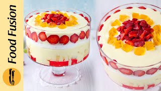 Eid Dessert Recipe  Strawberry amp Fruit Custard Trifle by Food Fusion [upl. by Airbma986]