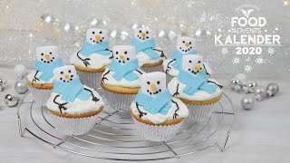 Schneemann Cupcakes   11  Foodadventskalender 2020  foak2020 [upl. by Charisse777]