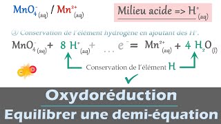 Oxydoréduction 🧪 Équilibrer une demiéquation électronique en milieu acide  PhysiqueChimie Lycée [upl. by Norword271]