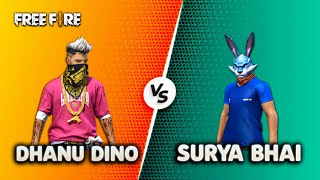 Free fire 1 vs 1 with highest level player Dhanu Dino vs Surya Bhai 1v1 clash squad [upl. by Auqenet]