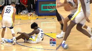 James Wiseman rolls his ankle 😮 Warriors vs Blazers [upl. by Isayg]