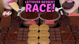 ASMR LEFTOVER DESSERT RACE NUTELLA MOUSSE CAKES CARAMEL MOCHI ICE CREAM DARK DOVE ICE CREAM 먹방 [upl. by Ahsim]