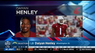 Chargers Select LB Daiyan Henley Rd 3 Pick 85  LA Chargers [upl. by Llenwahs]