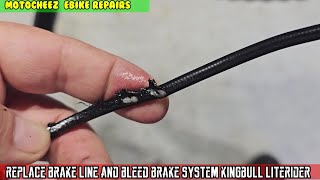 Repair broken hydraulic brake line replace hose and bleed out system with bleed kit KINGBULL [upl. by O'Connor]