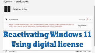 How to Activate Windows 11 using Digital License  Reactivate Windows After Hardware Change [upl. by Amirak]