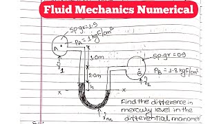 U tube Manometer Numerical  Fluid Mechanics Numerical [upl. by Sedlik]