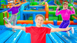 24 Hour in BOUNCY PARK Challenges [upl. by Boorer]