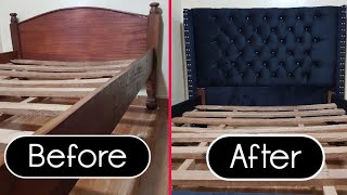 DIY How To Make A Tufted Headboard For Your Old Bed  Bed Transformation DIY [upl. by Haissem]