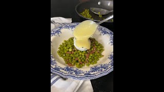 Receta de Guisantes con Jamón Huevo Pochado y Salsa Holandesa l celestedelabanda [upl. by Haissem]