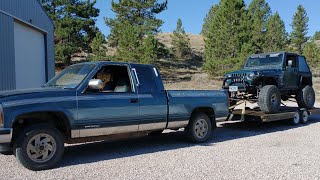 Can The 19L TDI Diesel Swapped K1500 ChevyGMC Tow the TDI Swapped TJ Wrangler [upl. by Ahsyekat590]