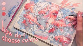 ･ ﾟ¿cómo elegir tu paleta de colores ✿｡  proceso completo de acuarela w domestika [upl. by Einnaej]