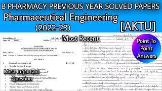 B PHARM PREVIOUS YEAR SOLVED QUESTION PAPER  202223  AKTU  SEM3  PHARMACEUTICAL ENGINEERING [upl. by Irafat]