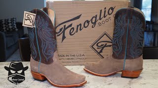 Fenoglio Chocolate Fuji Roughout Unboxing and Overview Cowboy Boot Made in the USA Nocona Texas [upl. by Eladnor]