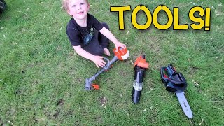 Power gardening tools for kids  Weed Trimmer Leaf Blower  Gardening for Kids [upl. by Neehahs]