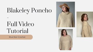 How to Crochet an Easy Womens Poncho from a Rectangle No Shaping Needed  Blakeley Poncho [upl. by Aleinad268]