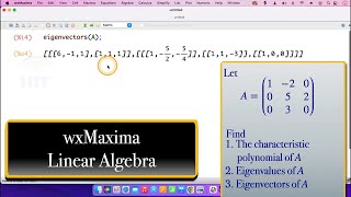 wxMaxima  Eigenvalues  Eigenvectors [upl. by Ominoreg]