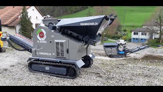 Midi Backenbrecher im Baustellen Einsatz mobilbrecher Alias terex Bison 120 [upl. by Sothena]