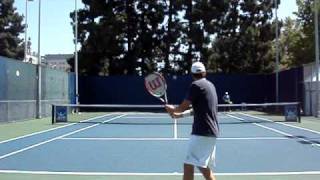 Mardy Fish practicing his groundstrokes at the 2009 LA Tennis Open [upl. by Ressler968]