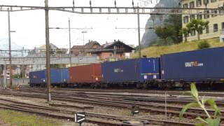 Gotthard Steam 2015 II 03 busy Erstfeld station [upl. by Hannahoj643]