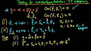 Testing for endogenous instruments  test for overidentifying restriction [upl. by Dlanger]