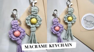 Macrame Keychain Tutorial DIY Macrame Flower Keychain with Beads Quick and Easy macramé idea [upl. by Silber670]