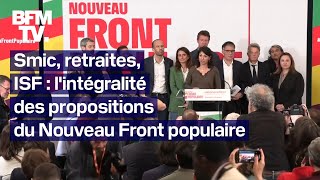 Smic retraites ISF lintégralité des propositions du Nouveau Front populaire [upl. by Ful224]