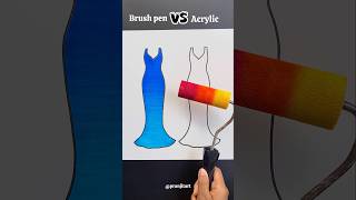 Brush pen VS Acrylic   Art Dress 👗✨ shorts art satisfying fashion [upl. by Yeniar713]