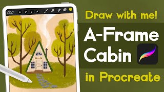 Draw a Cozy AFrame Cabin in Procreate  Live Tutorial Replay [upl. by Goeger]