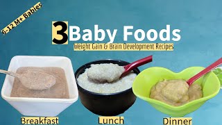 3 Baby foods Weightgain Food For 612 month BabiesRagi Banana Sooji dal Apple Brown Rice Cereal [upl. by Leod]