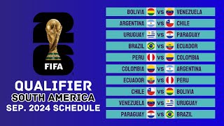 FIFA World Cup 2026 Qualifiers South America Match Schedule  September 2024  Matchday 7 amp 8 [upl. by Aglo334]