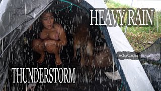 Solo Girl Camping in Heavy Rain  Thunderstorms  CAMPING ALONE EASY [upl. by Alecia66]