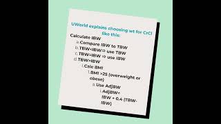 Choosing weight Calculating creatinine clearance NAPLEX Tips naplex pharmasist pharmacy [upl. by Oisorbma359]