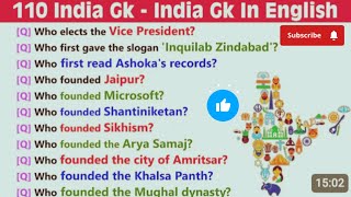 110 General Knowledge Questions for All Competitive Exams  India Gk  India Quiz In English [upl. by Brunelle]