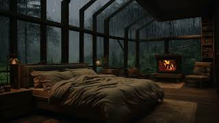 Crackling Fire and Rain Sounds  Cozy Room Relaxation for Winter Nights [upl. by Dorie]