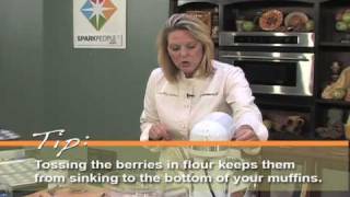 BlueberryFlaxseed Muffins with Chef Meg of SparkRecipescom [upl. by Ferrigno]