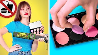 HOW TO SNEAK FOOD  When Food is Your BFF Cool Hacks to Sneak Makeup and Candies by 123 GO Series [upl. by Llertnek]