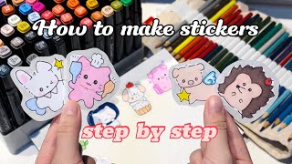 How to Make Stickers  Easy and Cheap｜step by step｜lovely animals🎀 [upl. by Epner]