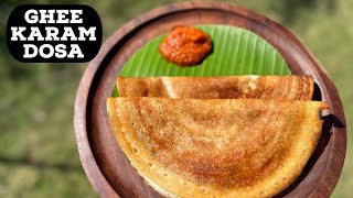 Ghee Karam Dosa  కారం దోస  Andhra Style Karam Dosa Recipe  Dosa Batter Recipe  Instant Chutney [upl. by Arahsit]