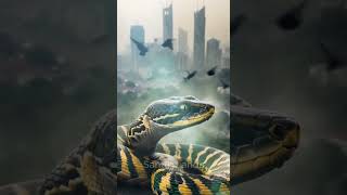 Big Snake at modern city 009 snake animals vfx jurassicworld ai [upl. by Nileuqaj]