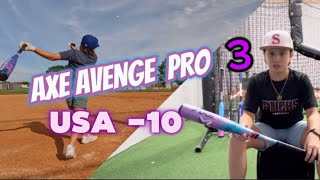 The New AXE AVENGE PRO 3 USA 2 PIECE COMPOSITE BAT  FIRST HITS [upl. by Marthena]