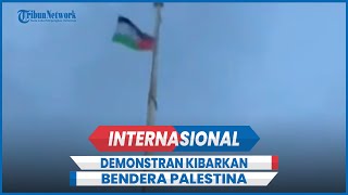 Detikdetik Demonstran Kibarkan Bendera Palestina di Balai Kota Sheffield [upl. by Namrehs]