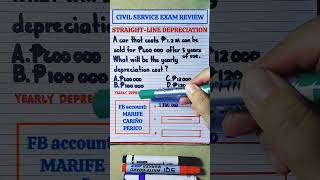 CIVIL SERVICE EXAM MATH REVIEWER  ANNUAL DEPRECIATION AMOUNT  STRAIGHTLINE METHOD [upl. by Nylhsoj]