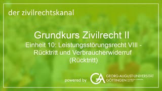 Folge 49 Leistungsstörungsrecht VIII  Rücktritt und Verbraucherwiderruf Rücktritt [upl. by Lissner]