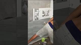 Vertical tile installation method on flat wallsshotrs [upl. by Godwin]