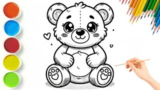 Teddy Bear 🐻 Drawing  How To Draw Teddy Bear 🐻  Drawing Pictures  Drawing For Children [upl. by Liane]